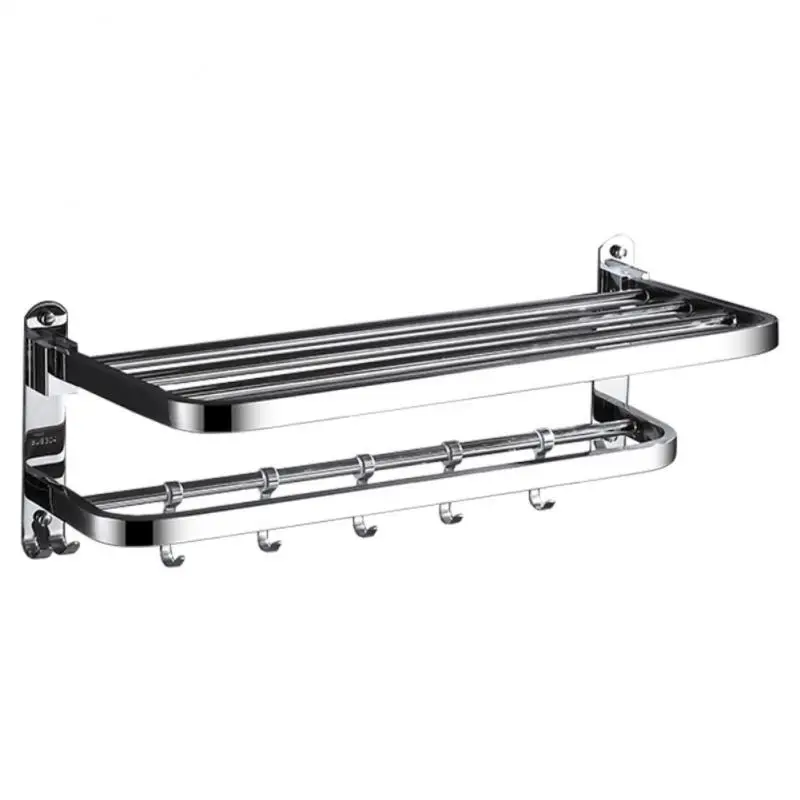 Stainless Steel Towel Rack Foldable Punching Free Bath Towel Shelf With Hooks Home Kitchen Bathroom Supplies Storage Holder
Stainless Steel Towel Rack Foldable Punching Free Bath Towel Shelf With Hooks Home Kitchen Bathroom Supplies Storage Holder