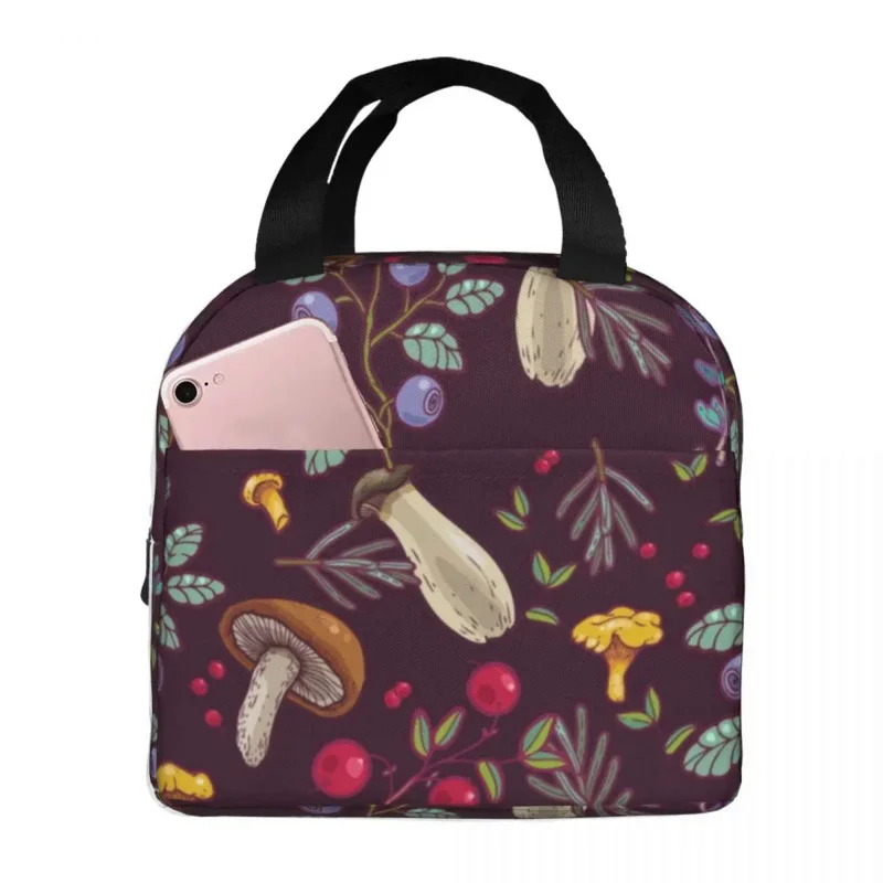 

Психоделическая сумка для ланча с грибами Forest Dream, портативные Изолированные сумки-Кулеры, термос, Ланч-бокс для пикника для женщин и девочек