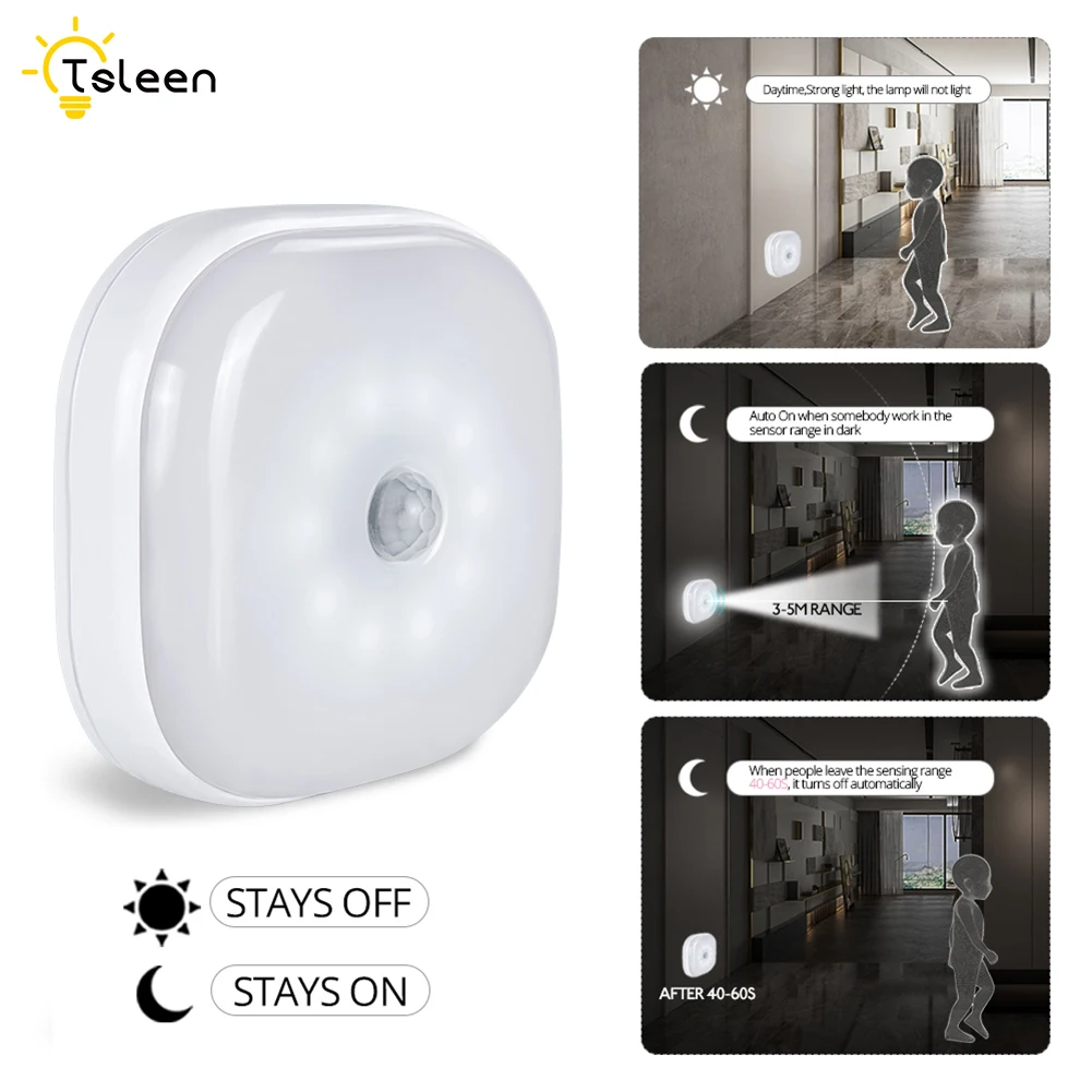 

Sensor Night Light Saving LED Sensor Night Lamp Smart Dusk to Dawn Sensor Lamps Nightlight for Bedrooms Toilets Stairs Corridors