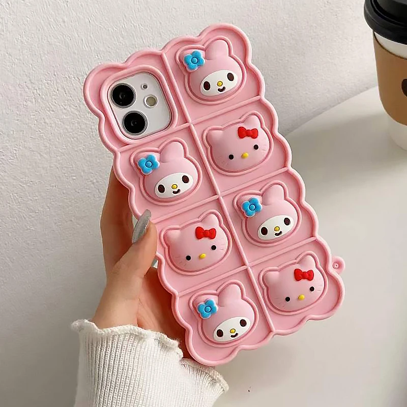Силиконовый чехол Sanrio для iphone, декомпрессионный и противоударный чехол для телефона Kawaii Melody Kitty, пузырьковый чехол, пресс-подарок
Силиконовый чехол Sanrio для iphone, декомпрессионный и противоударный чехол для телефона Kawaii Melody Kitty, пузырьковый чехол, пресс-подарок