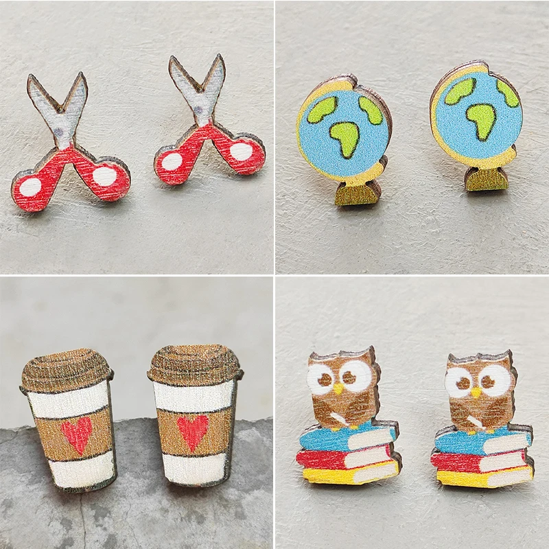 Wooden School Theme Earring Globe Coffee Cup Book Parrot Pencil Ruler Math Teaching Supplies Earrings For Student Teacher
Wooden School Theme Earring Globe Coffee Cup Book Parrot Pencil Ruler Math Teaching Supplies Earrings For Student Teacher
