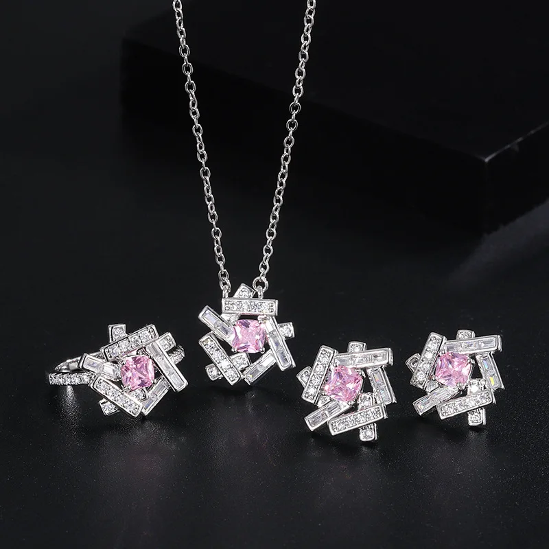Clavicle Fairycore Puzzle Pendant Chain Necklace Ring Earrings Pink Crystal Women Luxurious Party Wedding Jewelry Free Shiping
Clavicle Fairycore Puzzle Pendant Chain Necklace Ring Earrings Pink Crystal Women Luxurious Party Wedding Jewelry Free Shiping