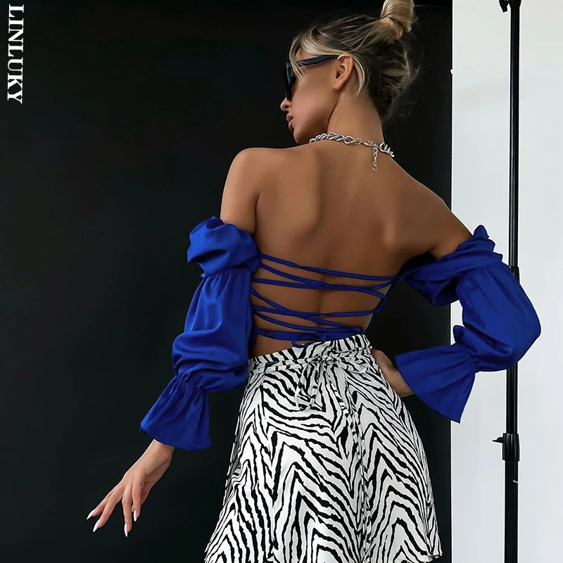Satin Hollow Lace-Up Women Tops Tees Sexy Backless Versatile Design Long Sleeve Tank Top Club Party Woman Clothing
Satin Hollow Lace-Up Women Tops Tees Sexy Backless Versatile Design Long Sleeve Tank Top Club Party Woman Clothing