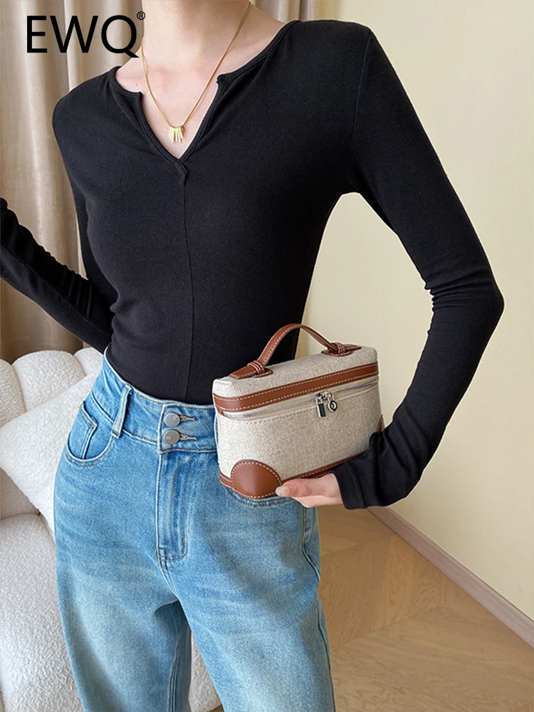 EWQ French Style Elastic T-shirt For Women Solid Round Neck Long Sleeve Slim Bottoming Female Tops 2023 Autumn New 26D4721
EWQ French Style Elastic T-shirt For Women Solid Round Neck Long Sleeve Slim Bottoming Female Tops 2023 Autumn New 26D4721