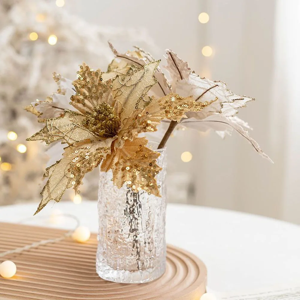 1PC Artificial Flowers For Decoration Christmas Poinsettia Glitter Christmas Supplies Table Decoration & Accessories
1PC Artificial Flowers For Decoration Christmas Poinsettia Glitter Christmas Supplies Table Decoration & Accessories