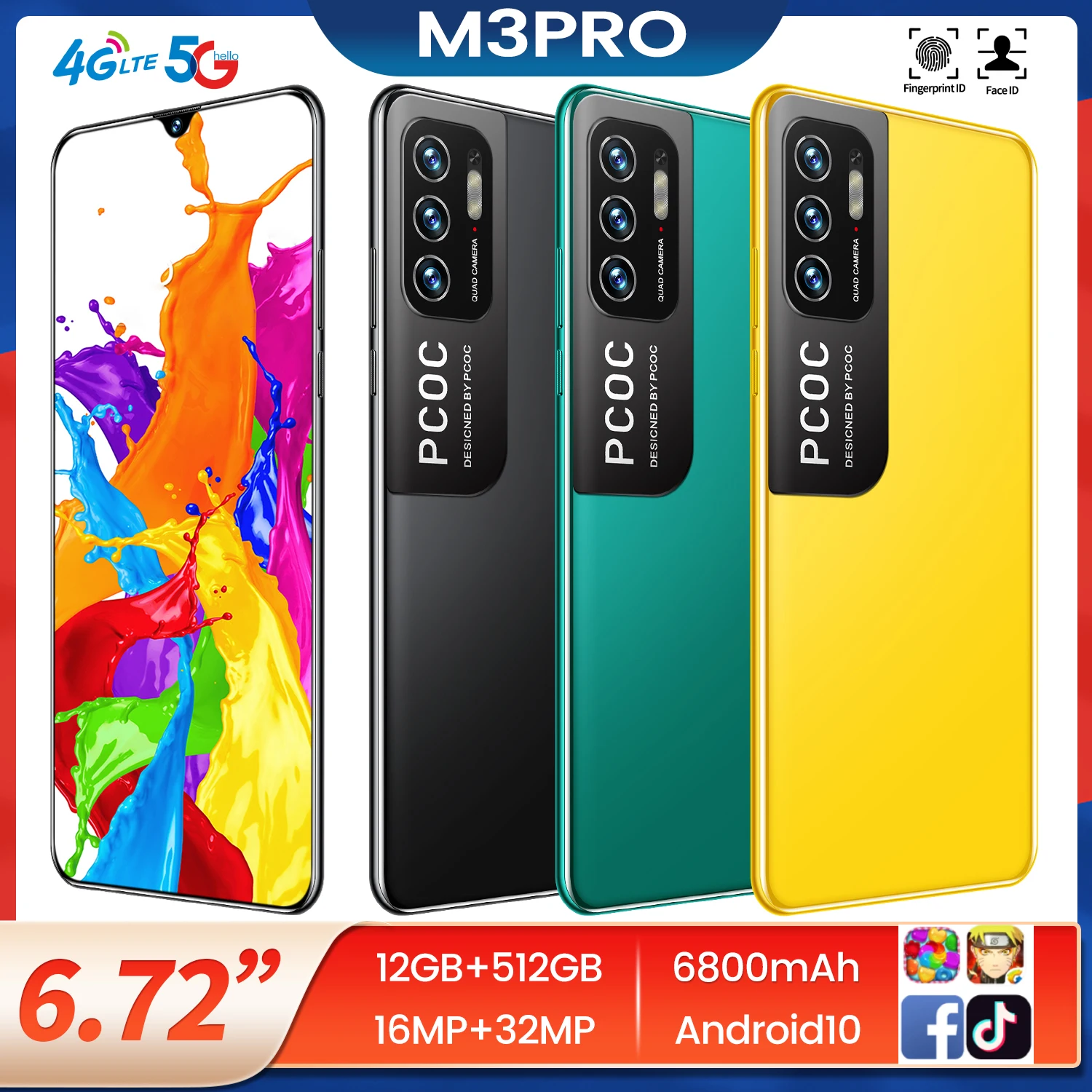 Новый смартфон PCOC M3 Pro, 6,72 дюйма, Android 10, большой экран, 12 Гб + 512 ГБ, телефон с двумя SIM-картами
Новый смартфон PCOC M3 Pro, 6,72 дюйма, Android 10, большой экран, 12 Гб + 512 ГБ, телефон с двумя SIM-картами