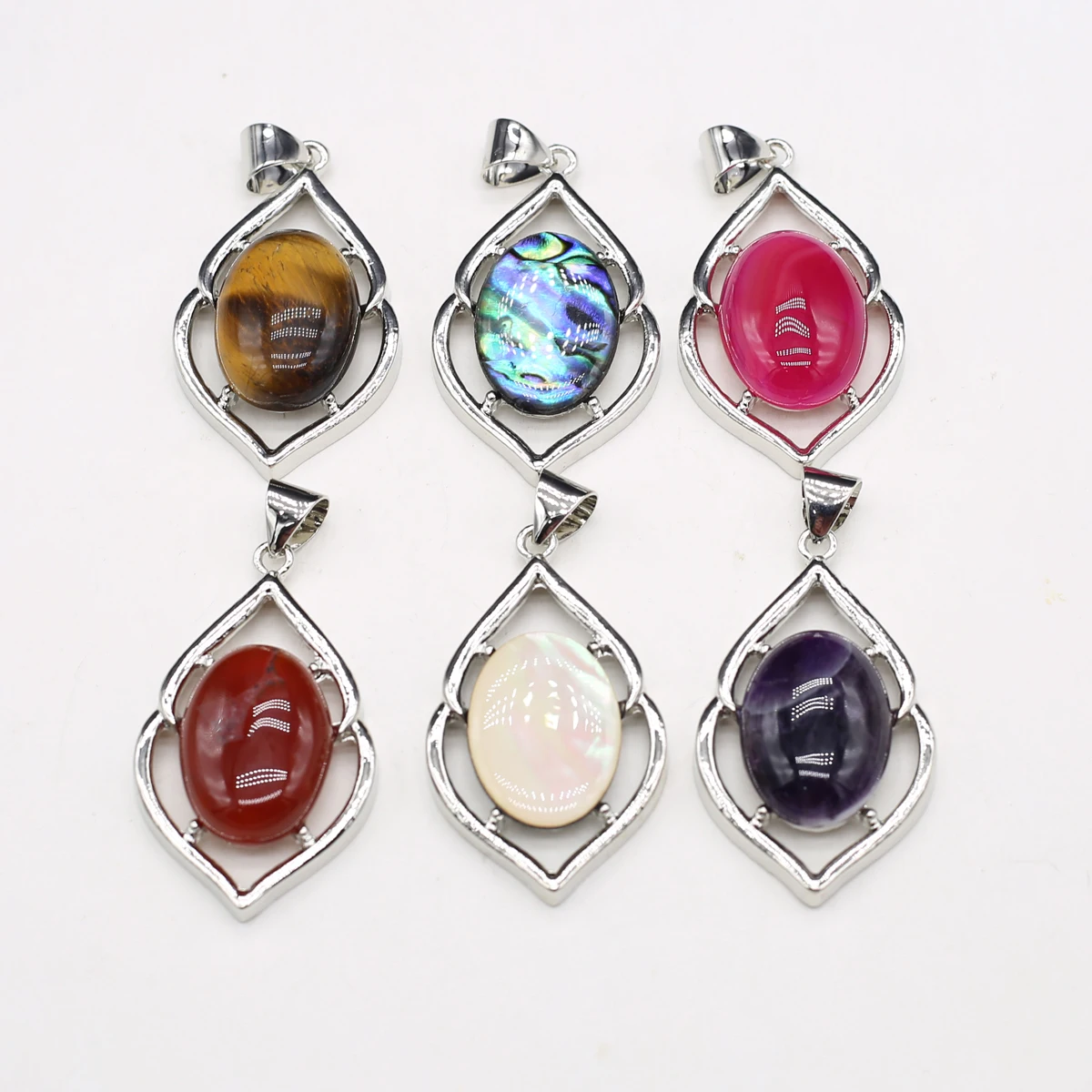 Natural Stone Pendants Oval Shape Abalone Shell Crystal Agate Stone Alloy Base Charms for Jewelry Making Necklace Bracelet
Natural Stone Pendants Oval Shape Abalone Shell Crystal Agate Stone Alloy Base Charms for Jewelry Making Necklace Bracelet