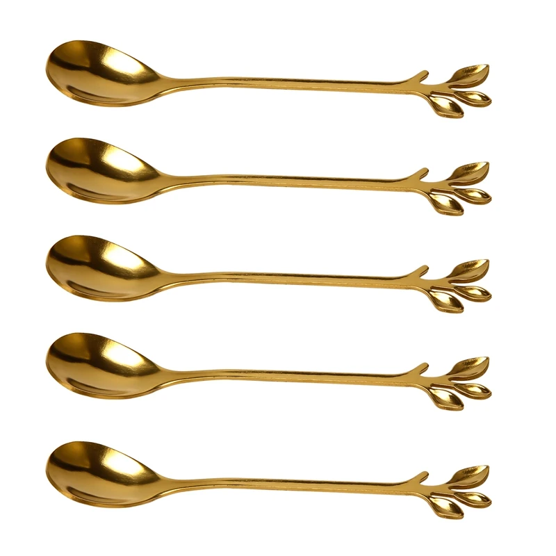 Coffee Stirring Spoon Stainless Steel Creative Branch Leaves Shape Creative Cutlery Dessert Spoon Jam Ice Cream Tea Spoon,Gold(5
Coffee Stirring Spoon Stainless Steel Creative Branch Leaves Shape Creative Cutlery Dessert Spoon Jam Ice Cream Tea Spoon,Gold(5