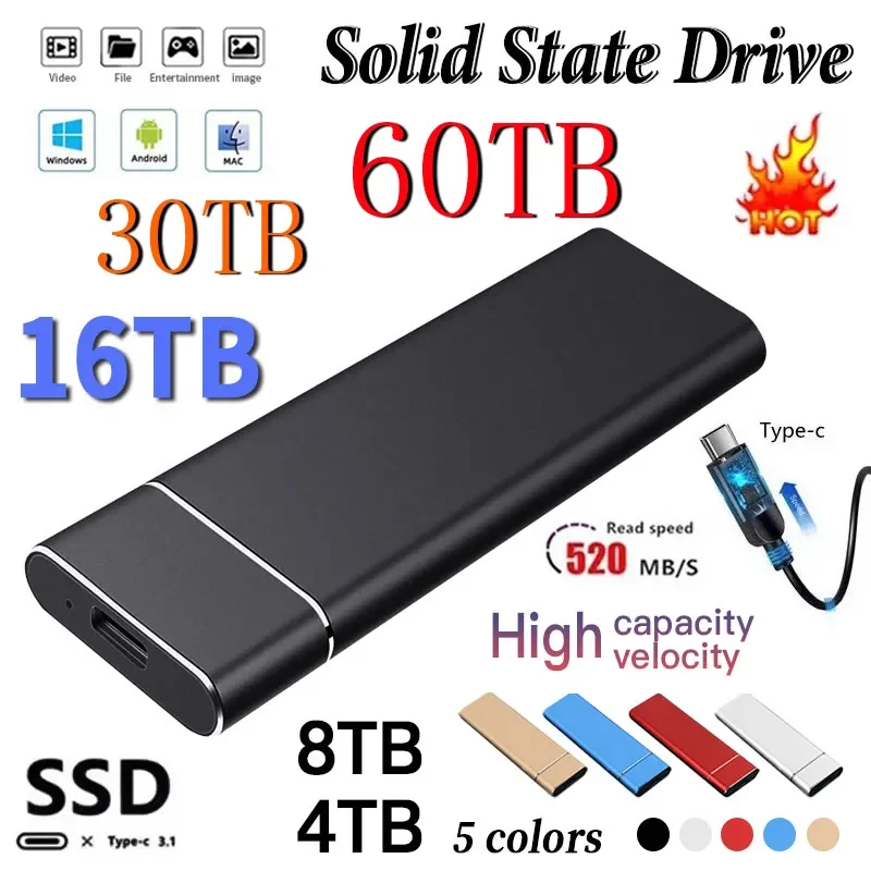 2024 Portable SSD 1TB 2TB Hard Disk High-Speed External Hard Drive Type-C Interface Storage Device for Laptop/Desktop/Mac/PC/PS4
2024 Portable SSD 1TB 2TB Hard Disk High-Speed External Hard Drive Type-C Interface Storage Device for Laptop/Desktop/Mac/PC/PS4