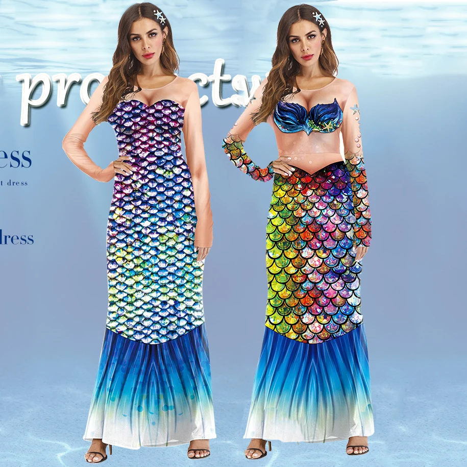 Fashion Fish Scales Long Dress Beachwear Women 3D Print Mermaid Princess Dresses Long Sleeve Halloween Cosplay Dress
Fashion Fish Scales Long Dress Beachwear Women 3D Print Mermaid Princess Dresses Long Sleeve Halloween Cosplay Dress