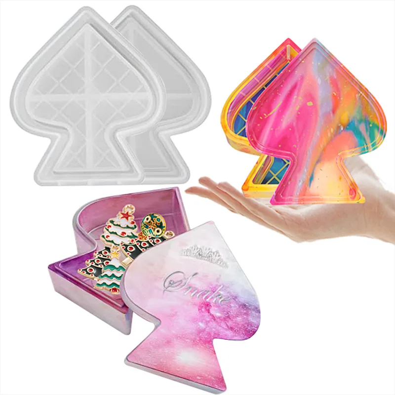 DIY Crystal Gutta Percha Resin Mold Black Peach Heart Box Diamond Lattice Peach Heart Storage Box Tray Silicone Mold
DIY Crystal Gutta Percha Resin Mold Black Peach Heart Box Diamond Lattice Peach Heart Storage Box Tray Silicone Mold