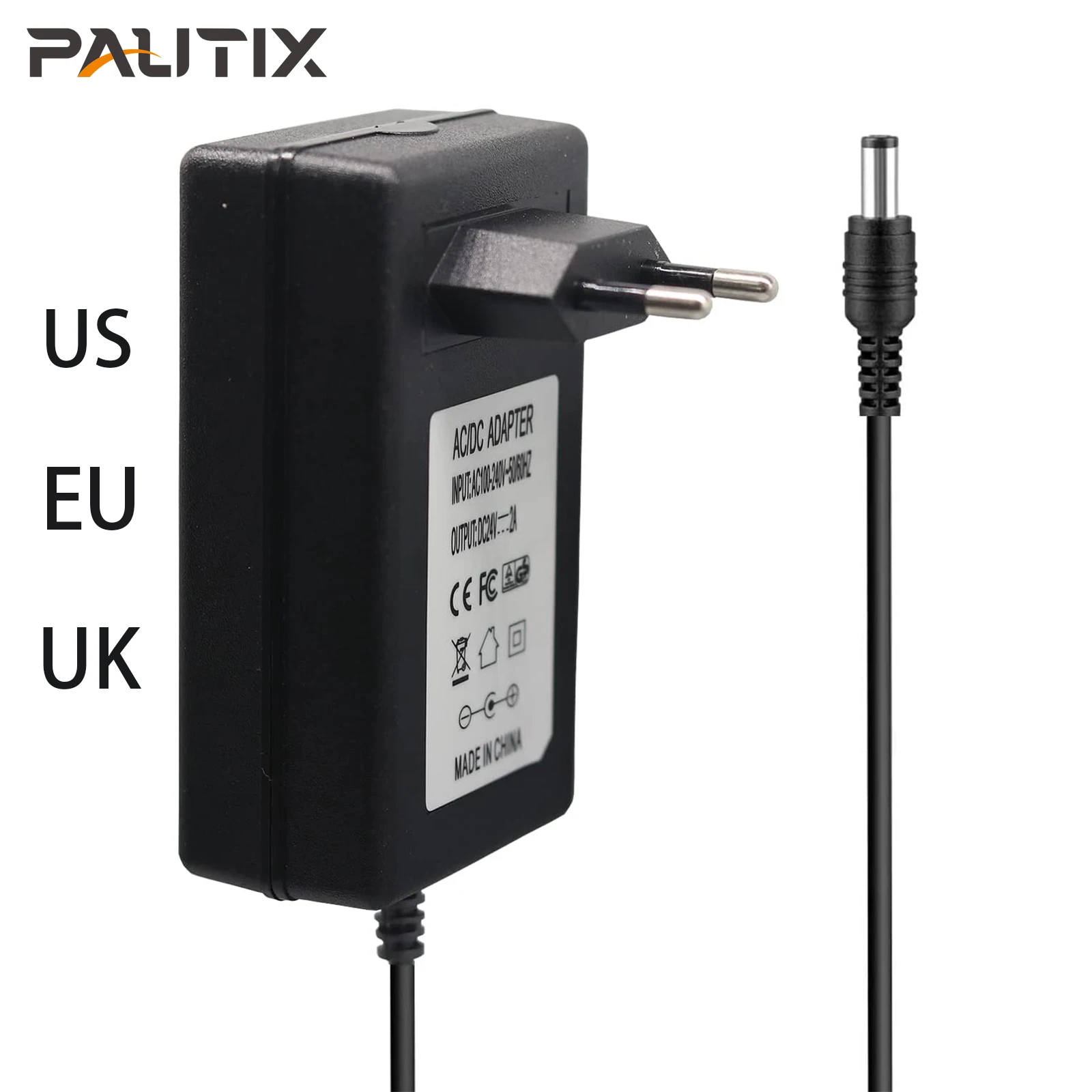

PAUTIX DC24V 2A EU UK US Plug Power Supply Charger for LED Strips GS Certification AC100V-240V Switch Power Adapter 48W Maximum