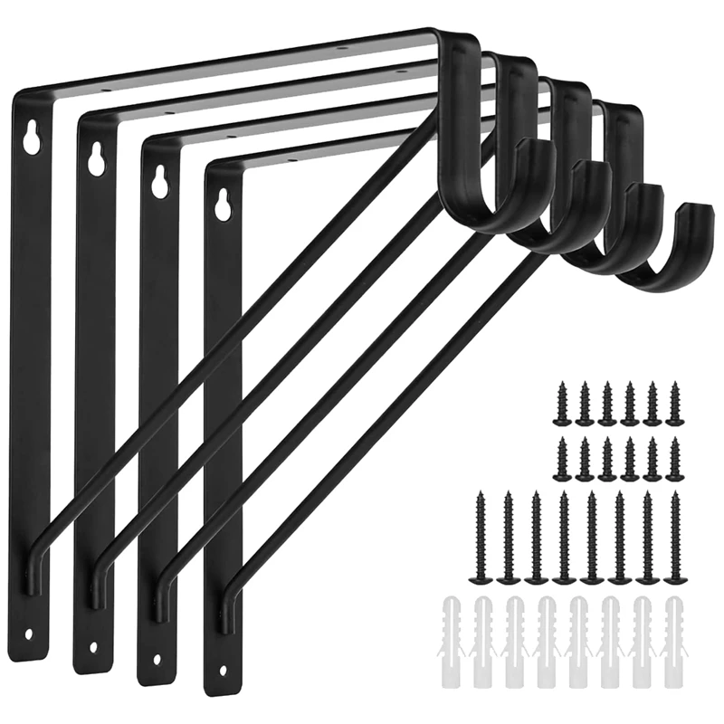4PCS Heavy Duty Black Closet Rod Brackets For Home And Closet Decor, Wall Mount Closet Pole Supports Bracket Hook
4PCS Heavy Duty Black Closet Rod Brackets For Home And Closet Decor, Wall Mount Closet Pole Supports Bracket Hook