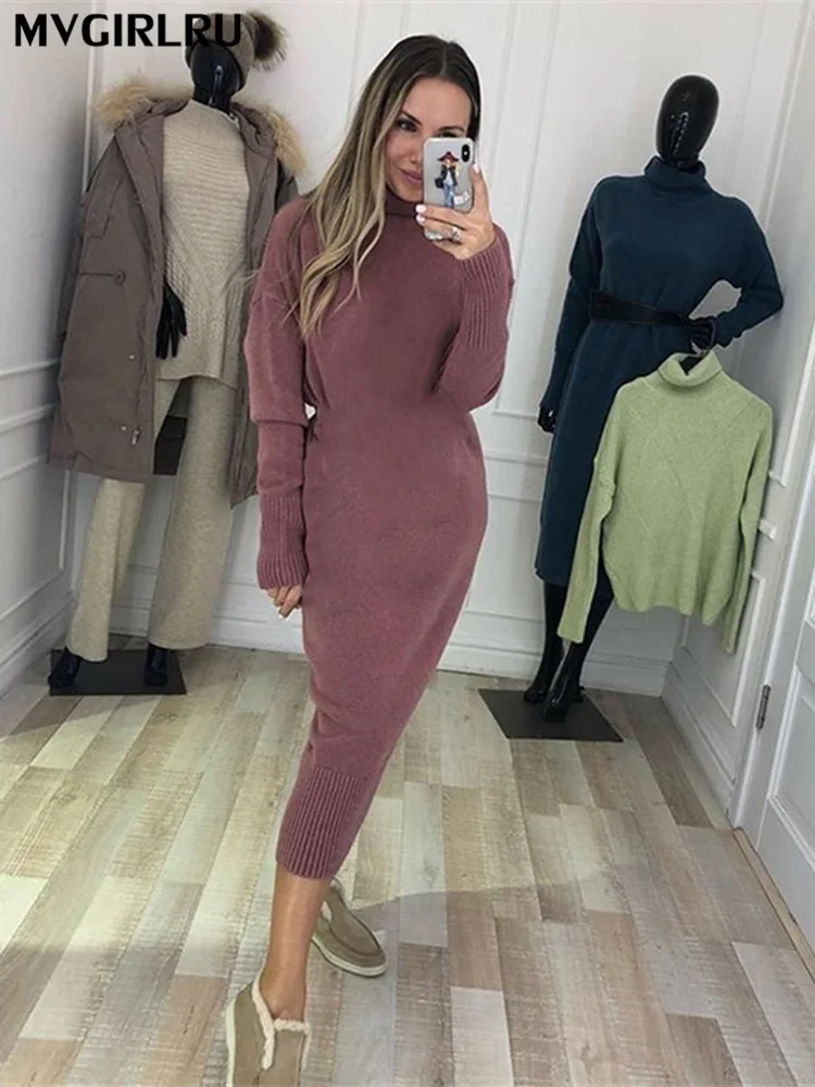 MVGIRLRU Autumn Solid Knitted Sweater Dress Women Stretchy Long Sleeve Knit Dresses
MVGIRLRU Autumn Solid Knitted Sweater Dress Women Stretchy Long Sleeve Knit Dresses