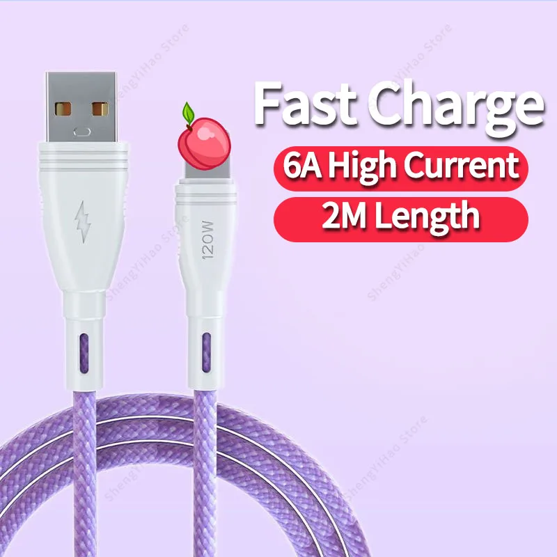 2M 6A USB Cable for iPhone 14 13 12 11 Pro XS Max XR X 8 Plus 7 6s Nylon Braid Fast Charging Wire for iPad Phone Data Cord 
2M 6A USB Cable for iPhone 14 13 12 11 Pro XS Max XR X 8 Plus 7 6s Nylon Braid Fast Charging Wire for iPad Phone Data Cord