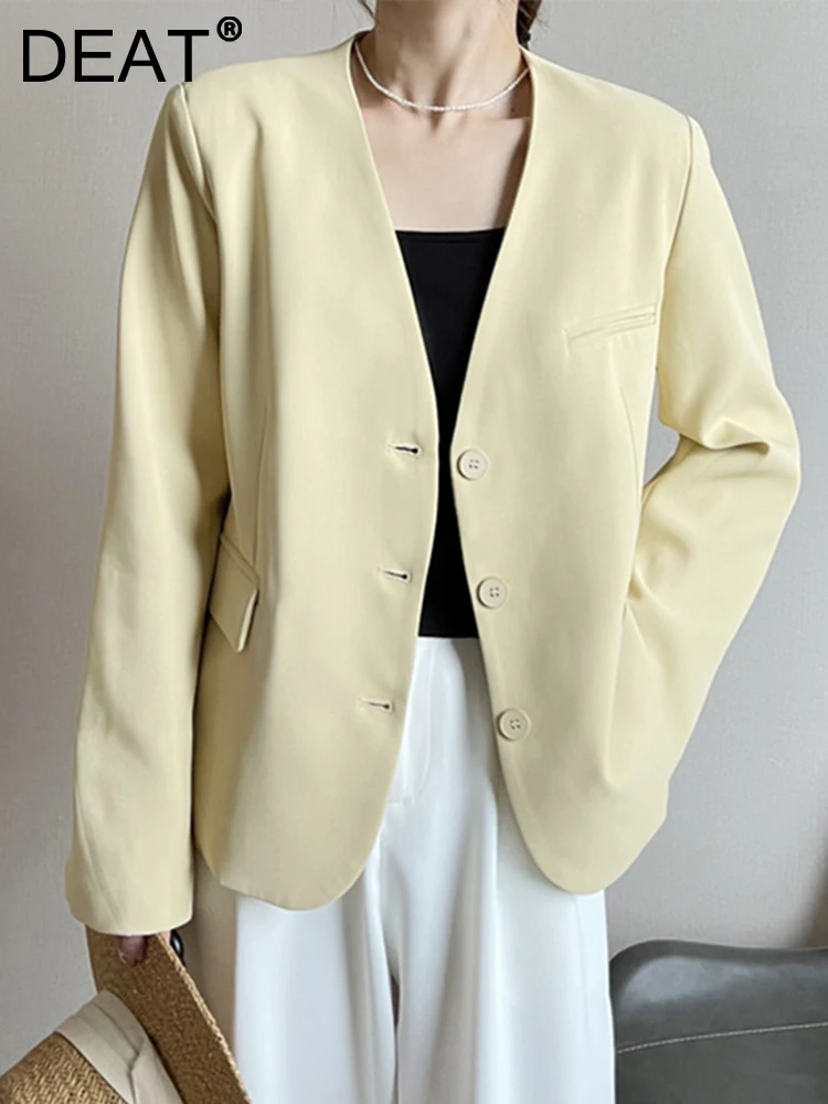 DEAT Fashion Women's Blazer Loose V-neck Single Breasted Full Sleeve Solid Color Suit Jackets Autumn Versatile 2023 New 17A8950
DEAT Fashion Women's Blazer Loose V-neck Single Breasted Full Sleeve Solid Color Suit Jackets Autumn Versatile 2023 New 17A8950