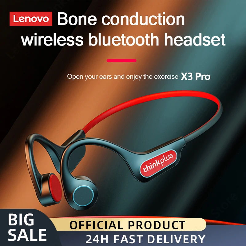 

100% оригинальные наушники Lenovo с костной проводимостью X4 X5 Bluetooth Hi-Fi, беспроводная гарнитура с ушным крючком и микрофоном, водонепроницаемые наушники