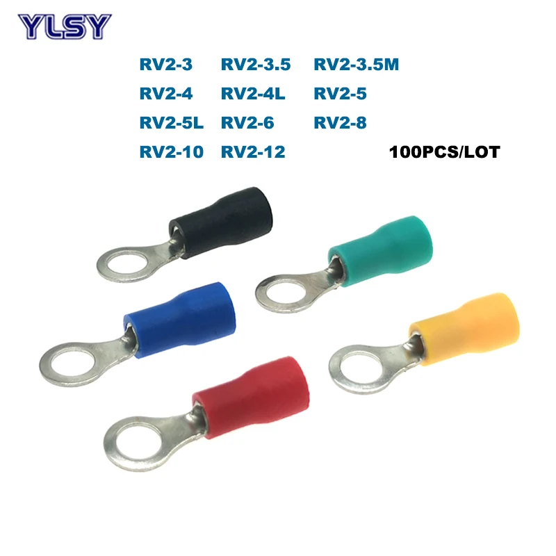 100Pcs Ring Insulated Crimp Terminal Electrical Wire Cable Connector RV2-3.2/3.5/4/5/6/8/10/12 Ferrules 16-14AWG 1.5-2.5mm2 
100Pcs Ring Insulated Crimp Terminal Electrical Wire Cable Connector RV2-3.2/3.5/4/5/6/8/10/12 Ferrules 16-14AWG 1.5-2.5mm2
