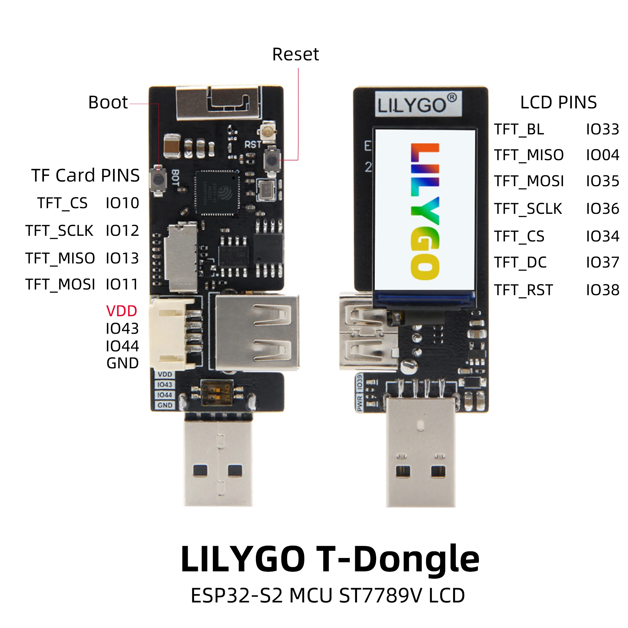 LILYGO®Беспроводная плата разработки T-Dongle, Wi-Fi модуль OTG, мужской и женский интерфейс, ЖК-дисплей 1,14 дюйма, поддержка TF-карты
LILYGO®Беспроводная плата разработки T-Dongle, Wi-Fi модуль OTG, мужской и женский интерфейс, ЖК-дисплей 1,14 дюйма, поддержка TF-карты