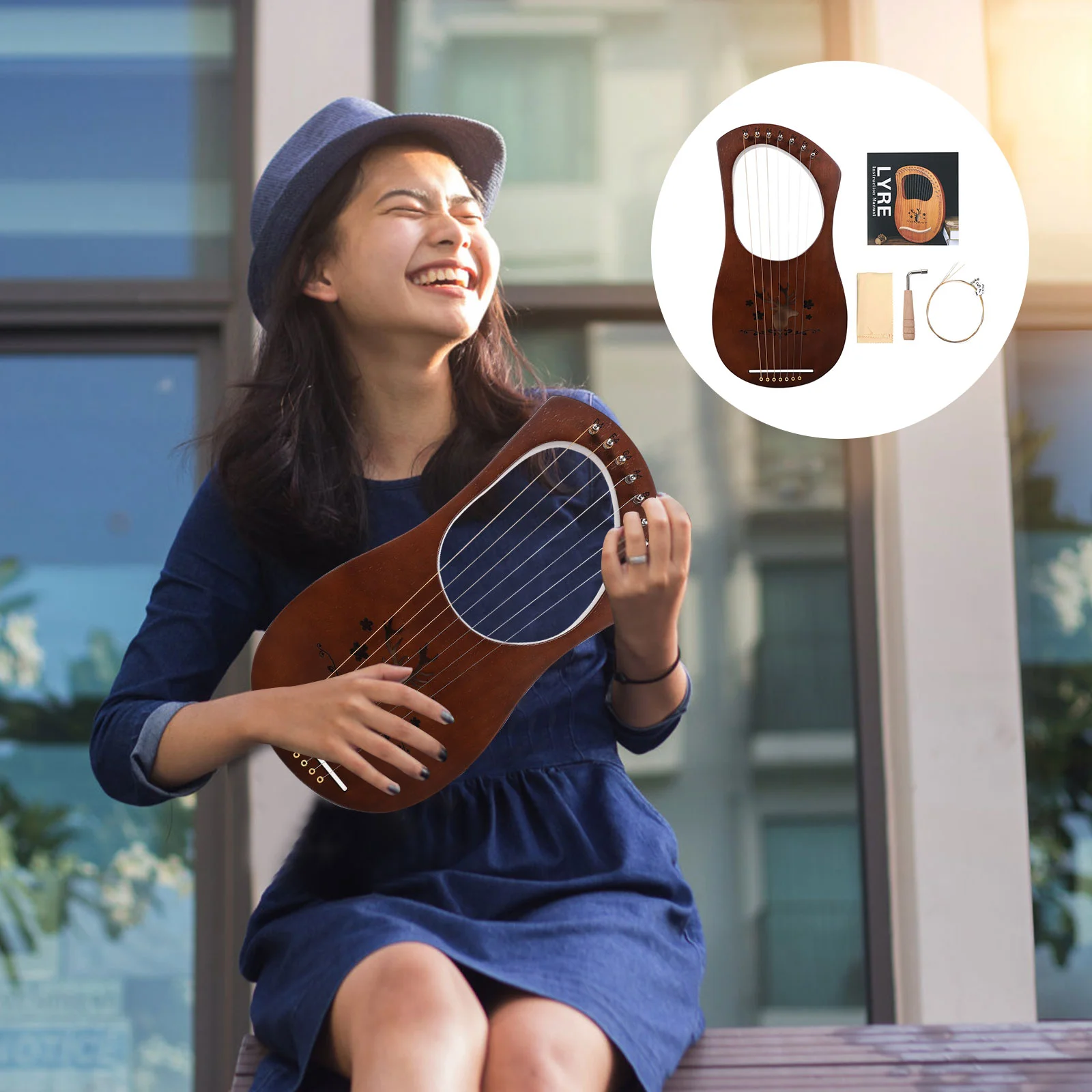 1 Set Wooden Harp Retro Style Wood 7 Strings Lyre Harp String Instrument
1 Set Wooden Harp Retro Style Wood 7 Strings Lyre Harp String Instrument