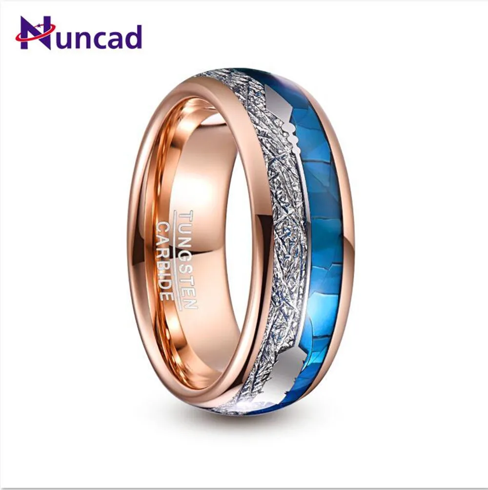 Nuncad 8mm Wide Tungsten Carbide Ring Rose Gold Plating Inlaid Blue Shell + Meteorite+Arrow Dome Tungsten Steel Ring T225R
Nuncad 8mm Wide Tungsten Carbide Ring Rose Gold Plating Inlaid Blue Shell + Meteorite+Arrow Dome Tungsten Steel Ring T225R
