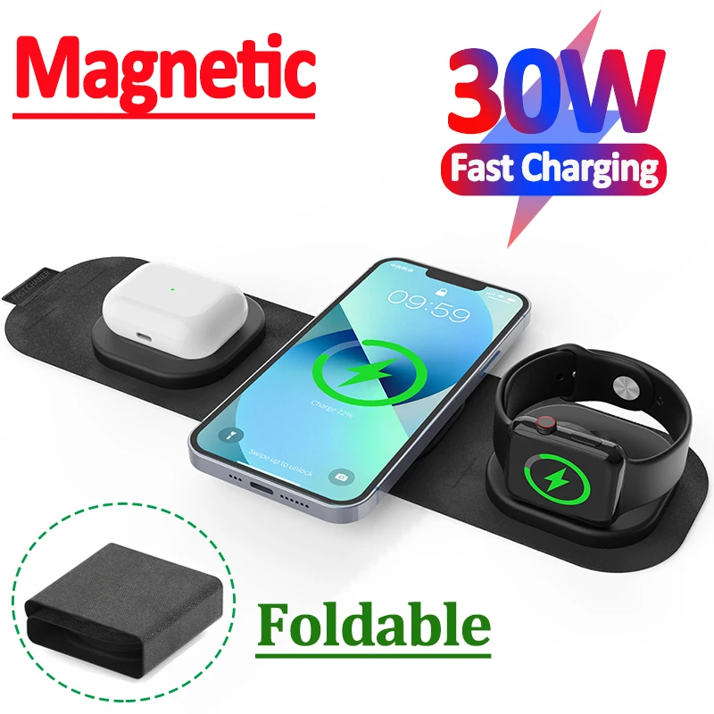 30W Magnetic Wireless Charger Pad For IPhone 13 12 11 XR Apple Watch 3 In 1 Foldable Qi Fast Charging for Airpods Pro IWatch 7 6
30W Magnetic Wireless Charger Pad For IPhone 13 12 11 XR Apple Watch 3 In 1 Foldable Qi Fast Charging for Airpods Pro IWatch 7 6