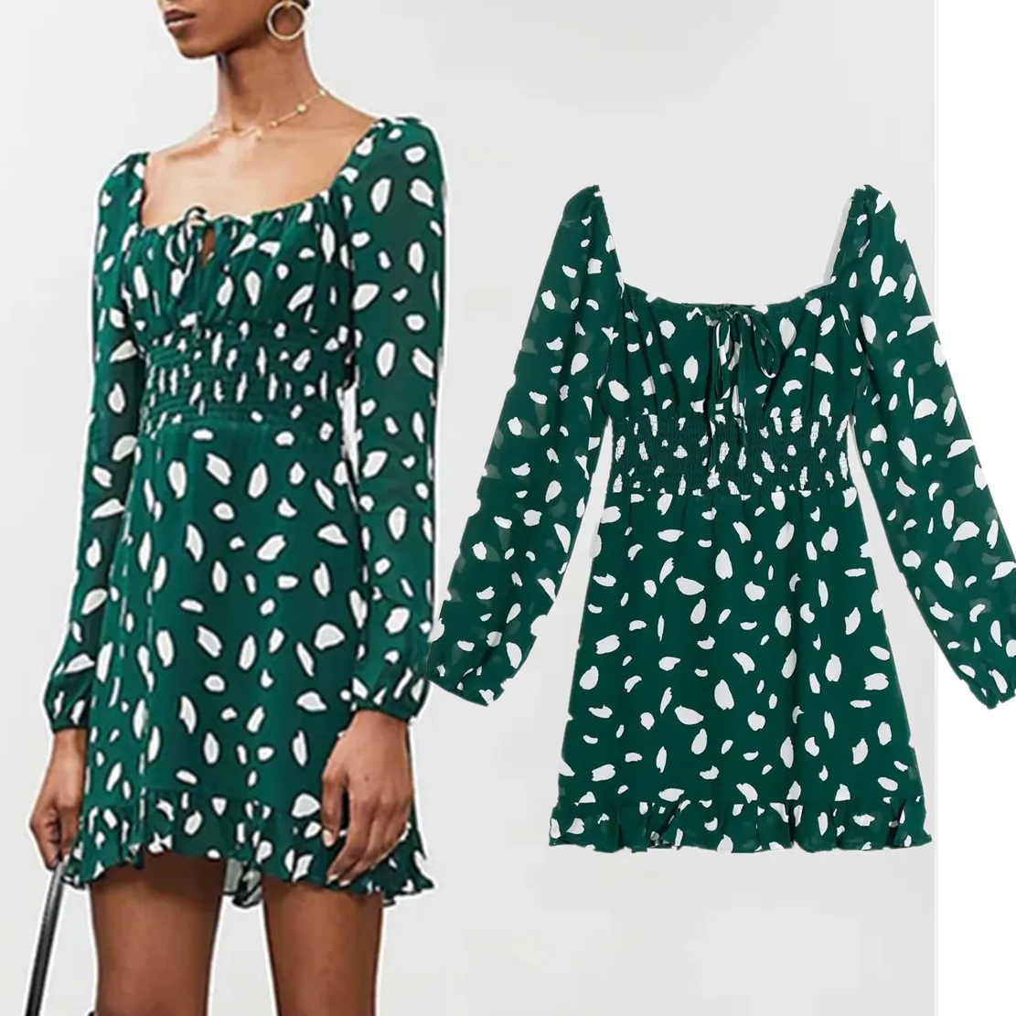 Jenny&Dave French Style Fashion Elegant Polka Dot Green Party Dress Fashion Square Collar Mini Dress Women
Jenny&Dave French Style Fashion Elegant Polka Dot Green Party Dress Fashion Square Collar Mini Dress Women