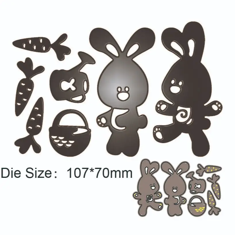 2023 New Two rabbits and carrots metal cutting dies Scrapbook DIY decoration paper craft knife mould blade punch stencils dies
2023 New Two rabbits and carrots metal cutting dies Scrapbook DIY decoration paper craft knife mould blade punch stencils dies