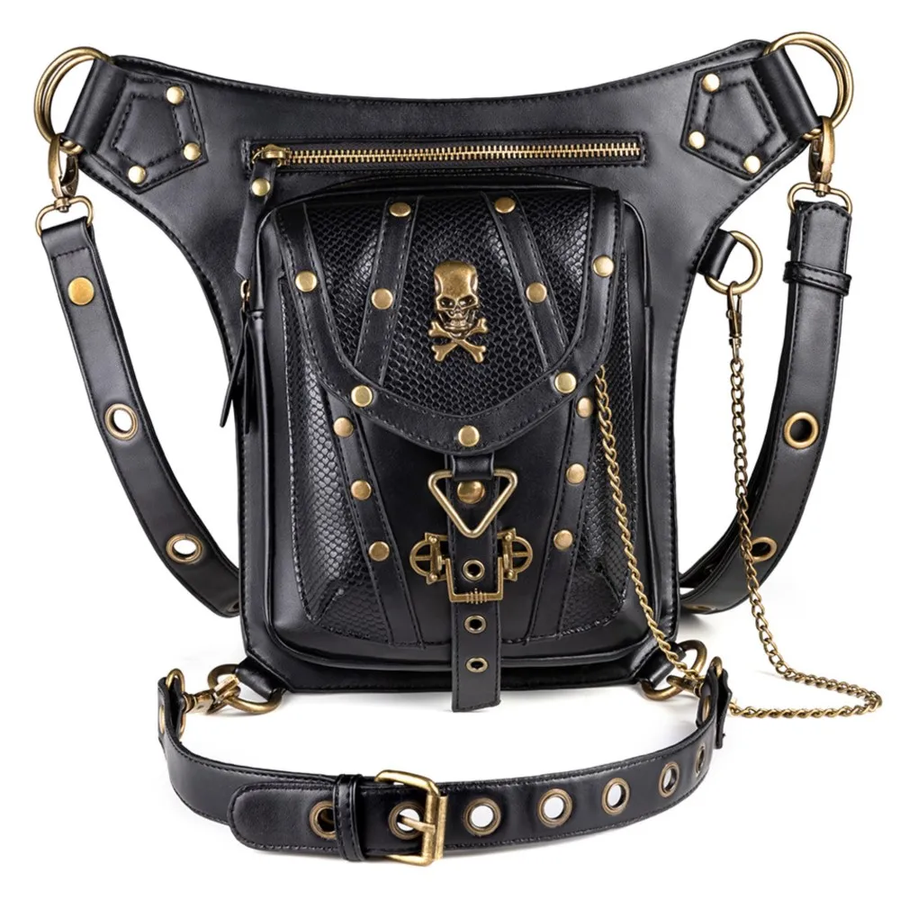 Retro Skull Punk Outdoor Ladies Shoulder Women's Messenger Bag Solid Color Rivet Metal Chain Backpack Men's Motorcycle Waistbag
Retro Skull Punk Outdoor Ladies Shoulder Women's Messenger Bag Solid Color Rivet Metal Chain Backpack Men's Motorcycle Waistbag