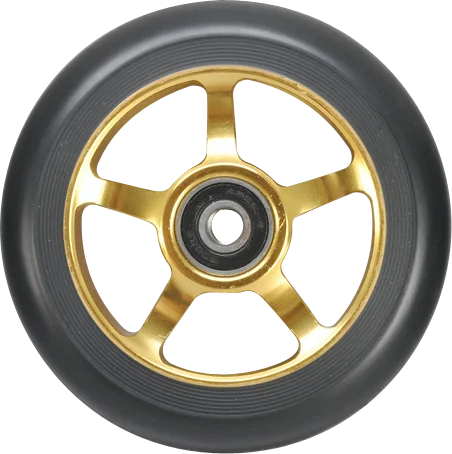 Алюминиевое колесо для самоката трюковых трюков 100 мм Strong 88A ABEC-9 Chromoly, 5 звезд PVD Gold Black PU
Алюминиевое колесо для самоката трюковых трюков 100 мм Strong 88A ABEC-9 Chromoly, 5 звезд PVD Gold Black PU