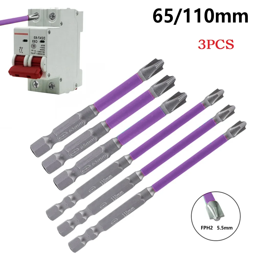 3 Pcs Slotted Cross Screwdriver Bit Magnetic 65/110mm FPH2 Special For Electrician Socket Switch Repairing Tools Accessories
3 Pcs Slotted Cross Screwdriver Bit Magnetic 65/110mm FPH2 Special For Electrician Socket Switch Repairing Tools Accessories