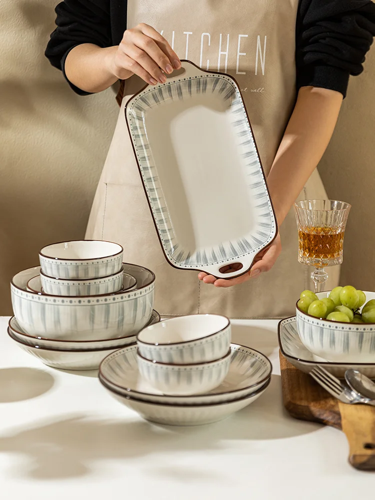 Japanese Striped Ramen Bowl Ceramic Tableware Household Kitchen Supplies Plate Soup Bowl Dish Square Plate Binaural Fish Plates
Japanese Striped Ramen Bowl Ceramic Tableware Household Kitchen Supplies Plate Soup Bowl Dish Square Plate Binaural Fish Plates