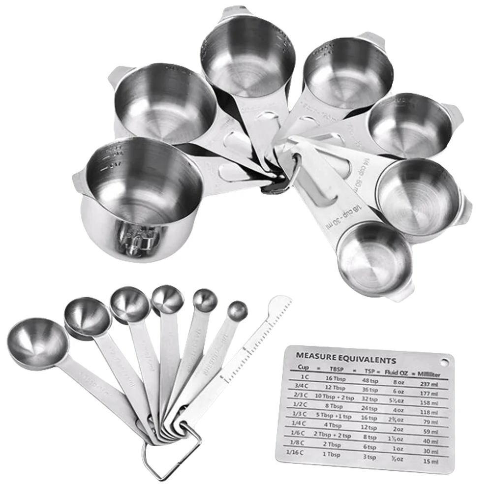 15Pcs Measuring Cup Set Stainless Steel Measuring Cup Stackable Measuring Cup Conversion Chart
15Pcs Measuring Cup Set Stainless Steel Measuring Cup Stackable Measuring Cup Conversion Chart