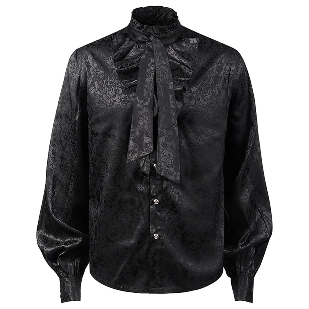 Halloween Men's Shirts Vintage Medieval Shiny Floral Solid Black Renaissance Victorian Steampunk Gothic Ruffle Tops Shirt
Halloween Men's Shirts Vintage Medieval Shiny Floral Solid Black Renaissance Victorian Steampunk Gothic Ruffle Tops Shirt