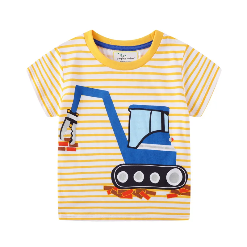 Jumping Meters Summer Kids T-shirt Short Sleeve Cartoon Stripes Excavator Dinosaur Knitting Boys and Girls Cotton Casual Clothes
Jumping Meters Summer Kids T-shirt Short Sleeve Cartoon Stripes Excavator Dinosaur Knitting Boys and Girls Cotton Casual Clothes