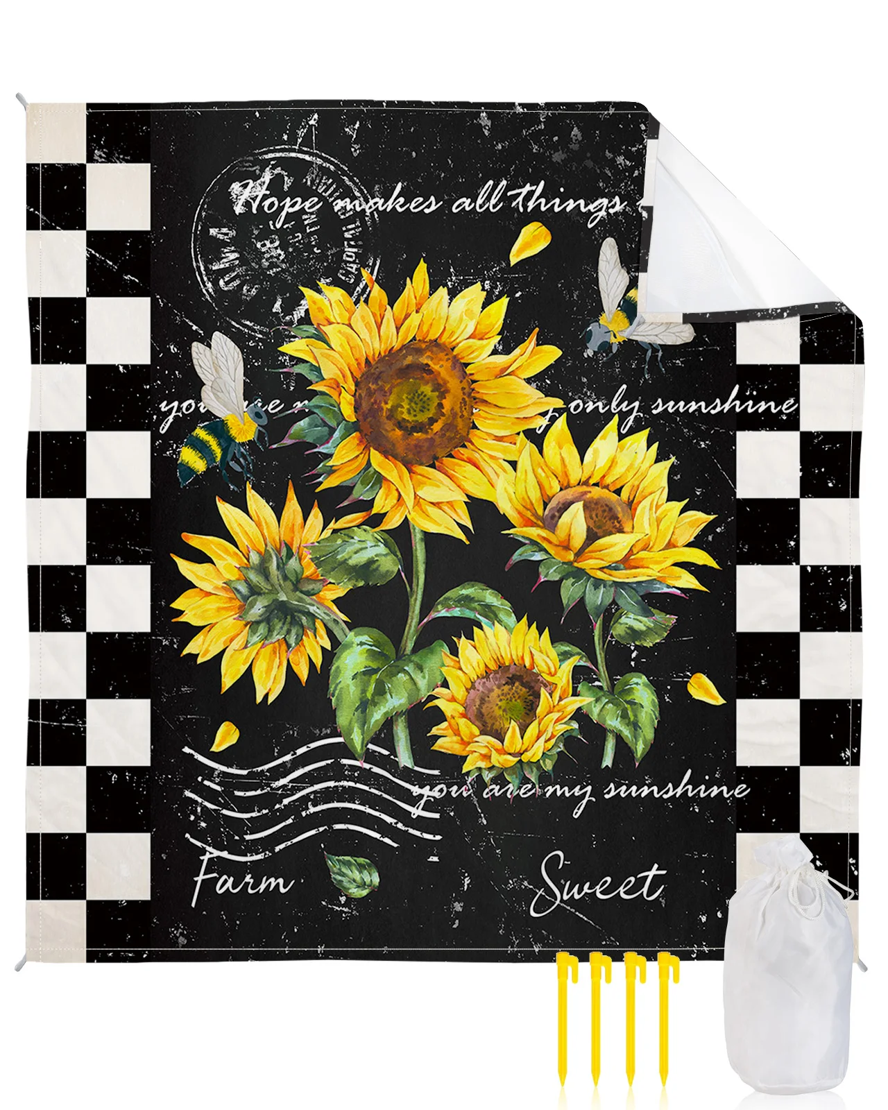 Retro Flower Sunflower Bee Plaid Waterproof Beach Mat Sand Free Mat Beach Towel Blanket Outdoor Travel Picnic Mat
Retro Flower Sunflower Bee Plaid Waterproof Beach Mat Sand Free Mat Beach Towel Blanket Outdoor Travel Picnic Mat