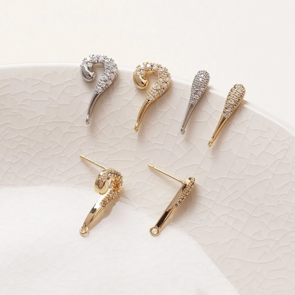 4PCS Irregular Zircon Ear Studs Earrings for Jewelry Findings Components DIY Hand Made Brass 14k Gold Plated Accessories 16*21mm
4PCS Irregular Zircon Ear Studs Earrings for Jewelry Findings Components DIY Hand Made Brass 14k Gold Plated Accessories 16*21mm