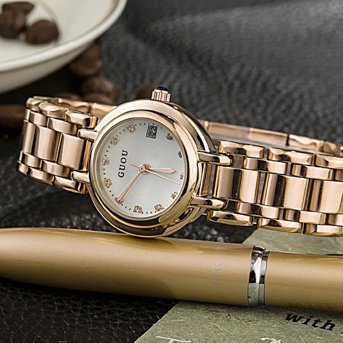 Fashion Guou Brand Luxury Ladies Small Dial Exquisite Simple Leisure Gold Steel ladies watch display calendar Casual Gift watch
Fashion Guou Brand Luxury Ladies Small Dial Exquisite Simple Leisure Gold Steel ladies watch display calendar Casual Gift watch