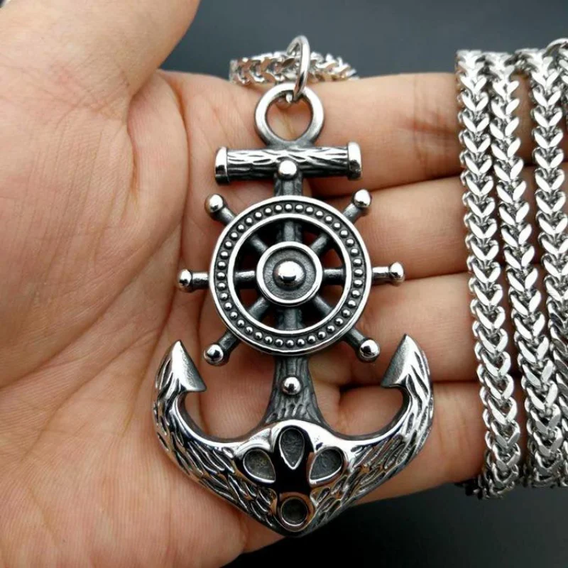 Punk Trendy Domineering Vintage Pirate Ship Anchor Pendant Titanium Steel Necklace Personality Luminous Sweater Chain for Men
Punk Trendy Domineering Vintage Pirate Ship Anchor Pendant Titanium Steel Necklace Personality Luminous Sweater Chain for Men