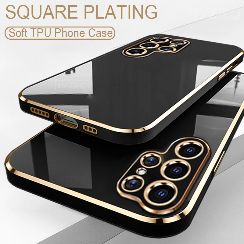 

Luxury Square Plating Soft Silicone Case For Samsung Galaxy S21 S22 S23 Ultra Plus A52 A72 Soft Tpu Shockproof Cover Cases