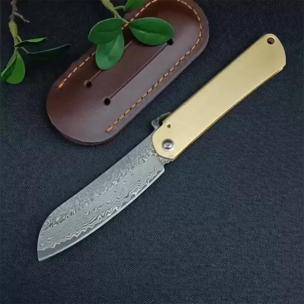 Japanese VG10 Damascus Steel Copper Handle Folding Knife Pocket Knife Survival Tactical Camping Hunting Knife EDC
Japanese VG10 Damascus Steel Copper Handle Folding Knife Pocket Knife Survival Tactical Camping Hunting Knife EDC