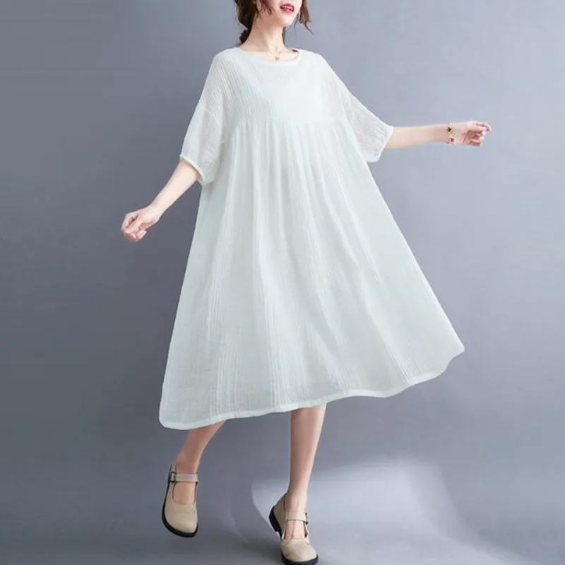 Cotton Long White Dress Short Sleeve Large Fairy Skirt Robe Vestido Loose Hem Dresses For Women Casual Summer Elegant Clothing
Cotton Long White Dress Short Sleeve Large Fairy Skirt Robe Vestido Loose Hem Dresses For Women Casual Summer Elegant Clothing