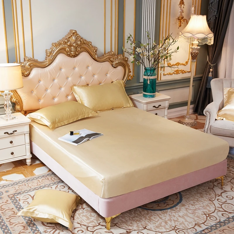 Satin Silk Bedsheet High-End Fitted Sheet Solid Color Mattress Cover Elastic Band Bed Sheet 160x200
Satin Silk Bedsheet High-End Fitted Sheet Solid Color Mattress Cover Elastic Band Bed Sheet 160x200