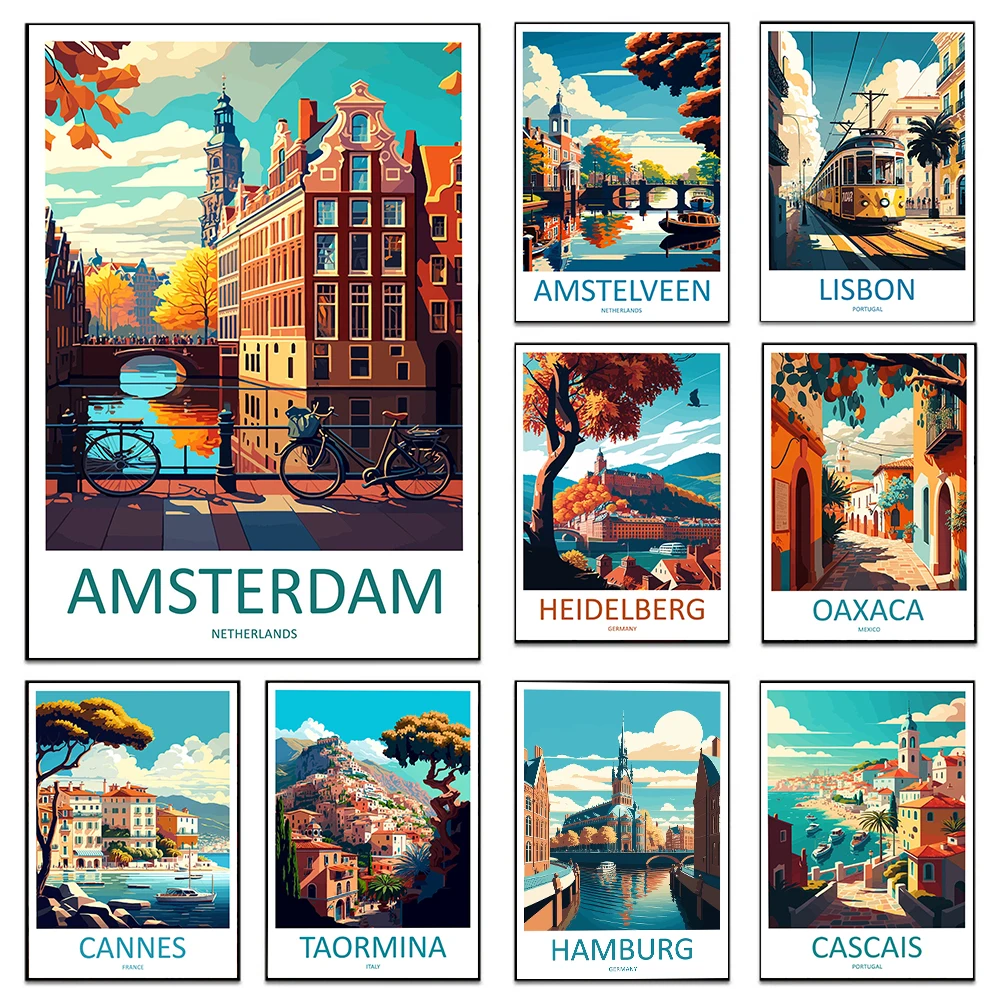 World -renowned City Travel Poster Prints For Living Room Home Decor Amsterdam Arundel Castle Landscape Canvas Painting Wall Art
World -renowned City Travel Poster Prints For Living Room Home Decor Amsterdam Arundel Castle Landscape Canvas Painting Wall Art