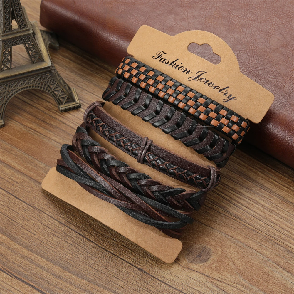 5 Pcs/Sets Charm Jewelry Handmade Weave Genuine Leather Bracelet Men Vintage Cuff Leather Bracelet Pulsera Hombre
5 Pcs/Sets Charm Jewelry Handmade Weave Genuine Leather Bracelet Men Vintage Cuff Leather Bracelet Pulsera Hombre