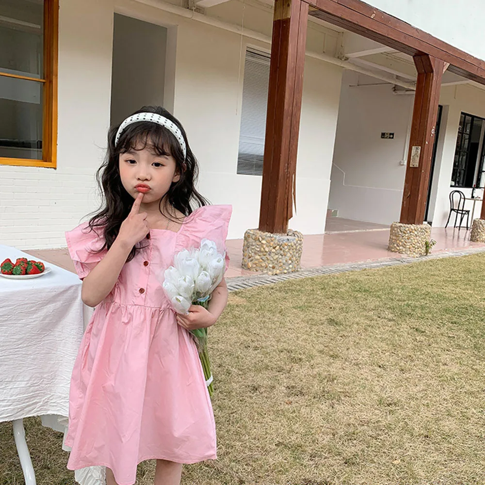 Korean 2-7 Years New Summer Girls Flying Sleeves Dress Kids Solid Color Dresses Clothes Girl Princess Dress Children Clothing
Korean 2-7 Years New Summer Girls Flying Sleeves Dress Kids Solid Color Dresses Clothes Girl Princess Dress Children Clothing