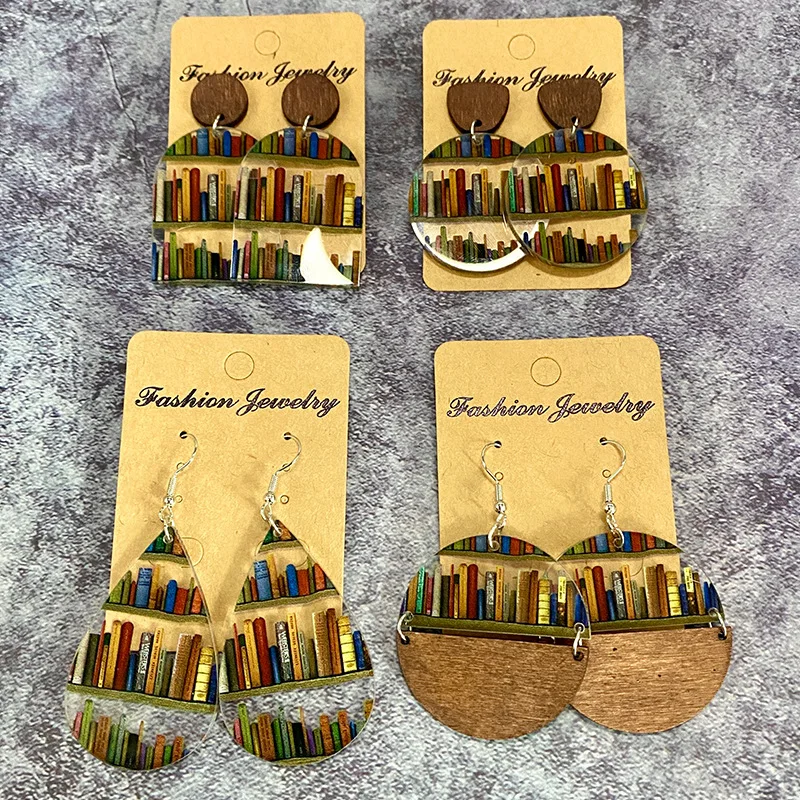 Teacher's Day Jewelry Gift School Library Books Printed Wood Studs Acrylic Earrings for Women Student Jewelry Everyday Gift
Teacher's Day Jewelry Gift School Library Books Printed Wood Studs Acrylic Earrings for Women Student Jewelry Everyday Gift