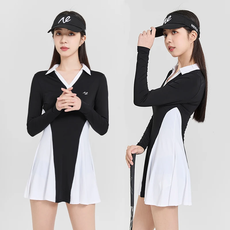 Women's Golf Apparel Long Sleeve Skirt Sun Protection Sweat Wicking Comfortable One-piece Dress with Safety Pants
Women's Golf Apparel Long Sleeve Skirt Sun Protection Sweat Wicking Comfortable One-piece Dress with Safety Pants