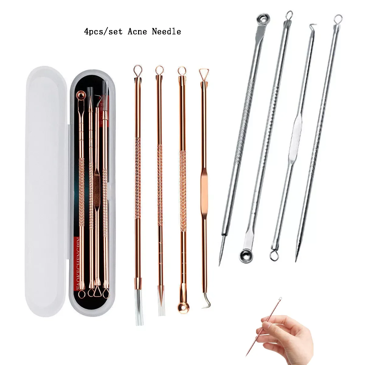 4 Pcs Stainless Steel Blackhead Remover Tool Kit Face Massage Whitehead Pimple Spot Comedone Acne Extractor Face Massager
4 Pcs Stainless Steel Blackhead Remover Tool Kit Face Massage Whitehead Pimple Spot Comedone Acne Extractor Face Massager