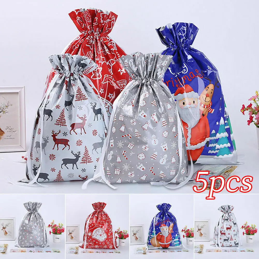 5Pcs Christmas Drawstring Wrap Present Gift Party Bags Candy Cookie Bag Christmas Gift Packing Bags Xmas Party Decor Supplies
5Pcs Christmas Drawstring Wrap Present Gift Party Bags Candy Cookie Bag Christmas Gift Packing Bags Xmas Party Decor Supplies